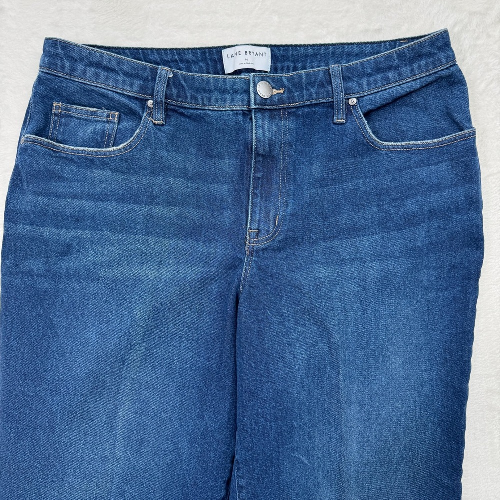 Lane Bryant Jeans Womens 14 Blue Boyfriend Capri Mid Rise Dark Wash Stretch - Picture 12 of 13